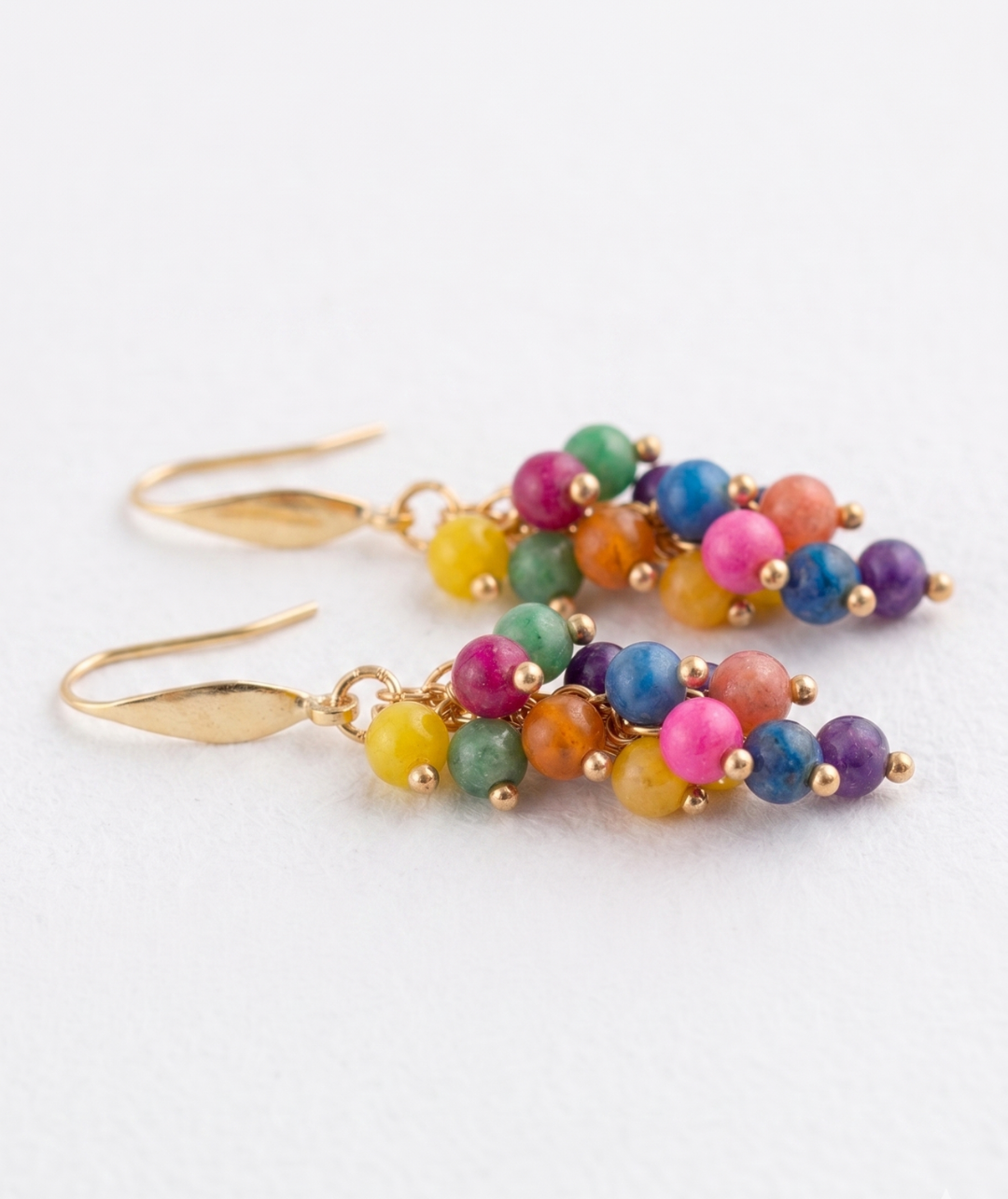 Pendientes Alba racimo piedras multicolor artesanales Hanalima