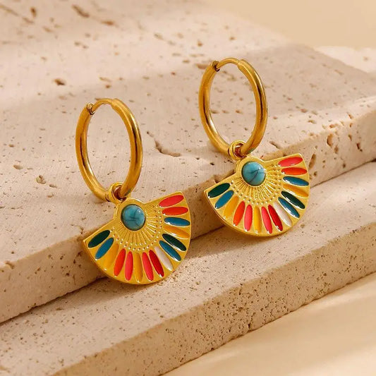 Pendientes Charm Zaria colores artesanales ligeros acero inoxidable Hanalima